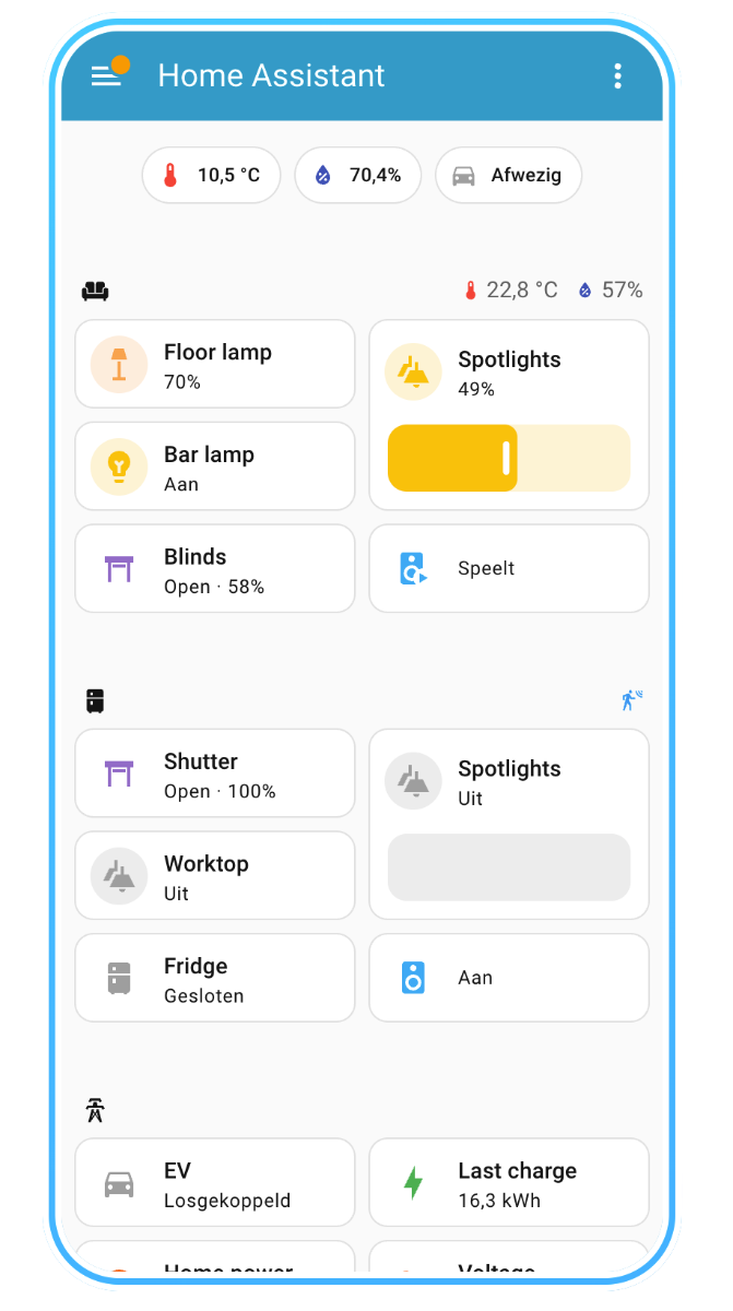 Bediening in Home Assistant voor Motionblinds Bluetooth